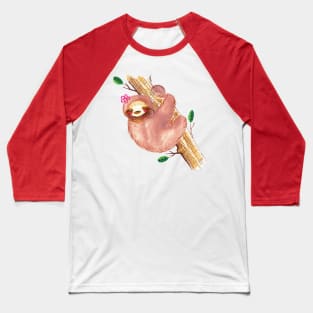 Cute Watercolor Sloth Baseball T-Shirt